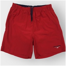 Vintage Polo Sport Ralph Lauren Swim Trunks Size M Red Mesh Lined USA Flag Logo