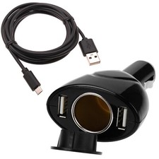 6ft Long Cable 2-Port USB Charger Power Cord DC Socket Adapter for Cell Phones
