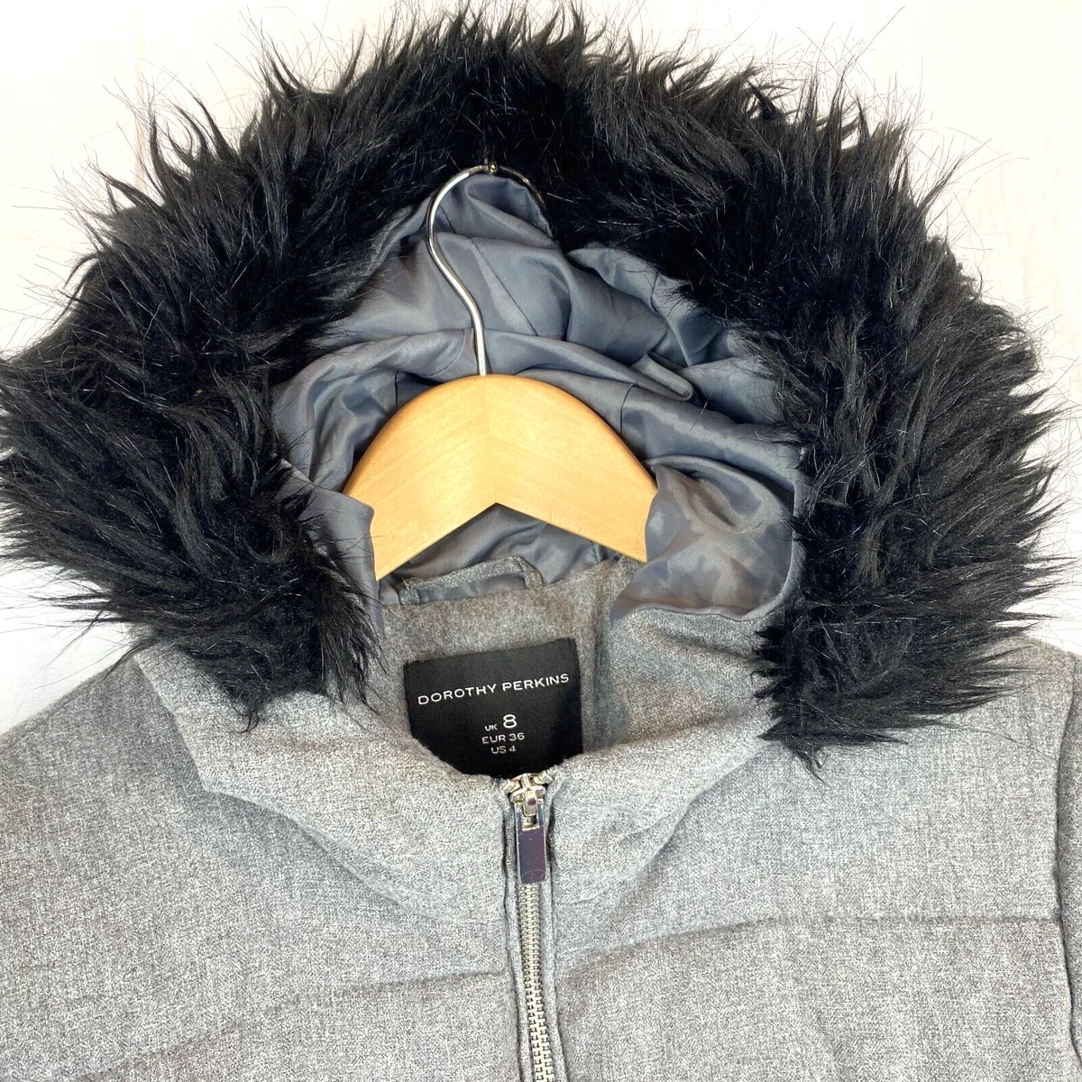 Dorothy perkins grey top faux fur jacket