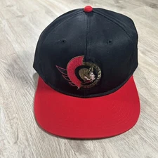 Vintage Ottawa Senators Snapback Hat AJD NHL Hockey Black Red Cap