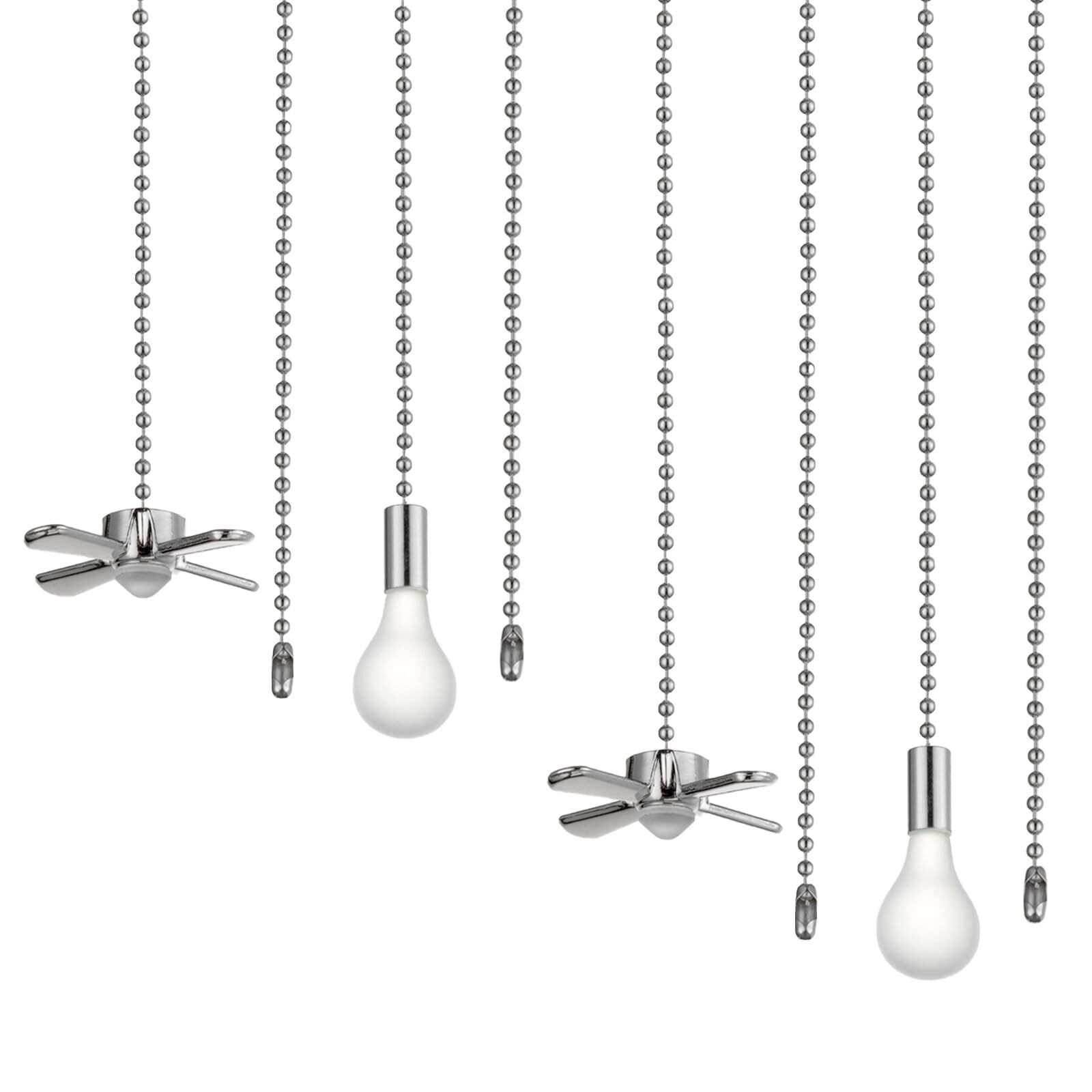 4-Pack 12-Inch Ceiling Fan Pull Chain with Bulb & Fan Design-image