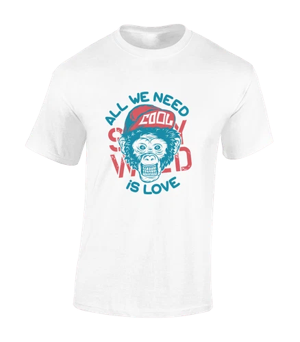 All We Need Is Love Funny Cool Meme Monkey Unisex T-Shirt - Picture 11 of 11