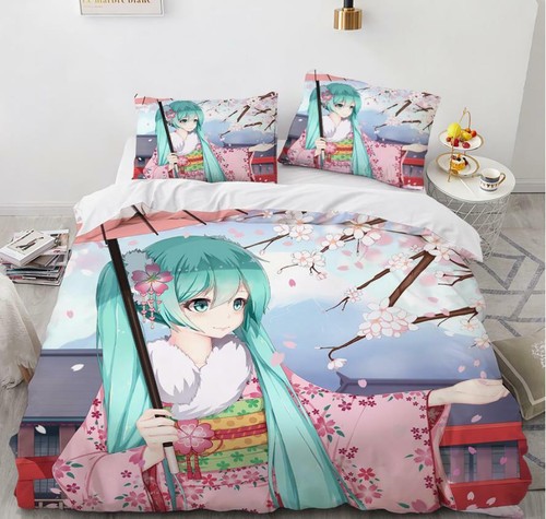 Hatsune Miku Bettwäsche Set - 140x200cm Mikrofaser Bettbezug Mit Kissen