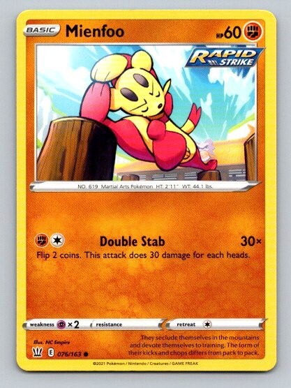 2021 Pokemon Card Battle Styles Mienfoo 76/163