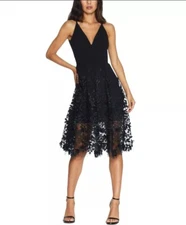 Dress the Population Women's Mesh Cocktail Dress Black Size Medium New 