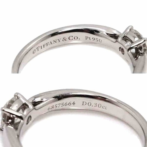 TIFFANY CO. Diamond 0.30ct H/VS2/3EX Ring Pt Platinum Size4(US) 90240457 - Picture 9 of 9