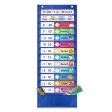 Daily Schedule Pocket Chart 15 Dry-Erase Cards Classroom  Home Blue