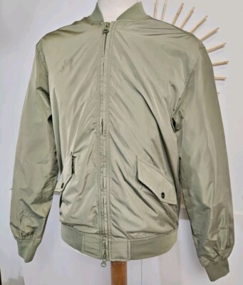 Pull & Bear Jacke Herren Terrasse Bomber Mantel Schimmer Grün Designer Luxus UK Sm