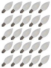25 Pack C7 Faceted LED Clear Replacement Light Bulbs for Christmas Strings 0.7W