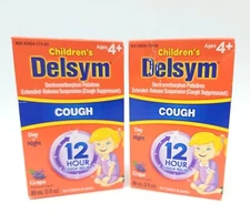 TWO - Delsym Children's 12 hr Cough Relief GRAPE Liquid 3 oz Each - Exp. 09/2026