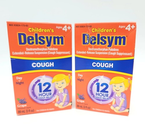 TWO - Delsym Children's 12 hr Cough Relief GRAPE Liquid 3 oz Each - Exp ...
