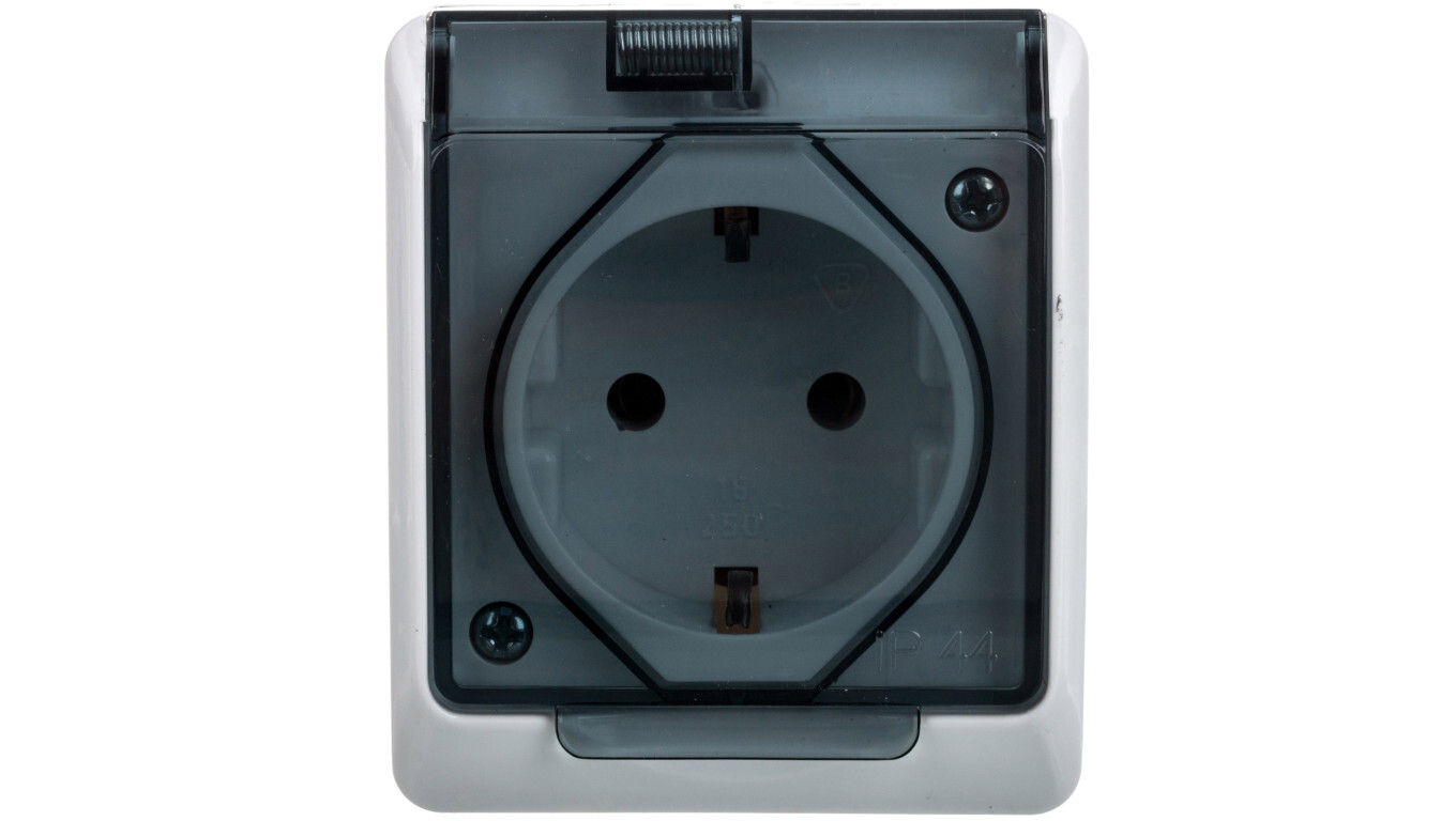 Hermes Schuko hermetic socket with/with smoke flap 16A IP44 white 0324-01 /T2UK