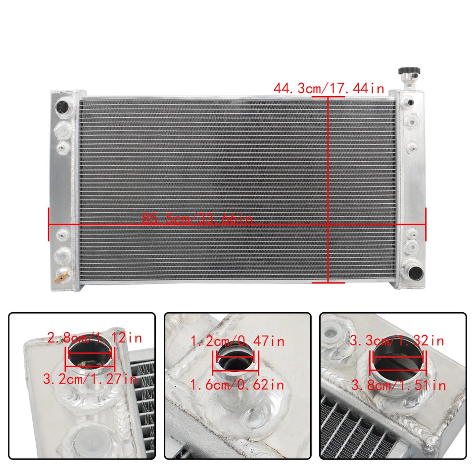 Radiador de aluminio de 3 filas para camioneta Chevy C/K 1500 2500 3500 GMC 1988-1999 Foto 4 de 4