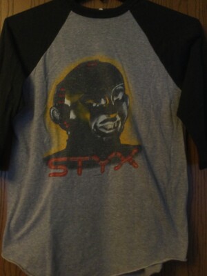 Styx -  Kilroy Was Here  Tour 1983 - Gray W/Black 3/4 Sleeves & Trim - Vintage