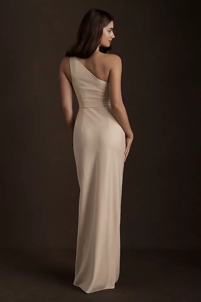 bhldn one shoulder satin midi dress BHLDN Nicoletta One-Shoulder Scarf Satin Midi Dress size small green