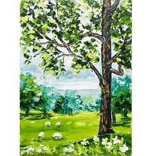 Irish Art Gifts Landscape Ireland Painting Sheep Painting Original Impasto 7 х 5
