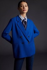 Anthropologie Maeve Blazer Oversize Cobalt Blue Uk 8