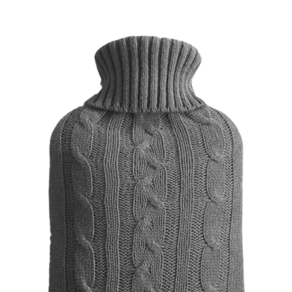 Hot Water Bottle Cover Hand & Feet Warmer Bag Cover Plush for Bed (Grey