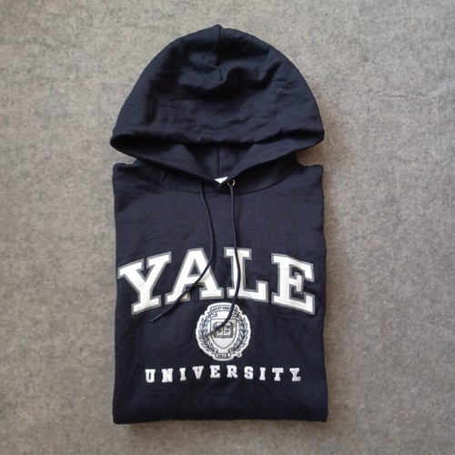 Champion Hoodie Mens Medium Navy Blue Yale University Logo Spell Out Pullover - Picture 15 of 16