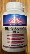 Heritage Store Black Seed Oil 650mg 90 Caupsules