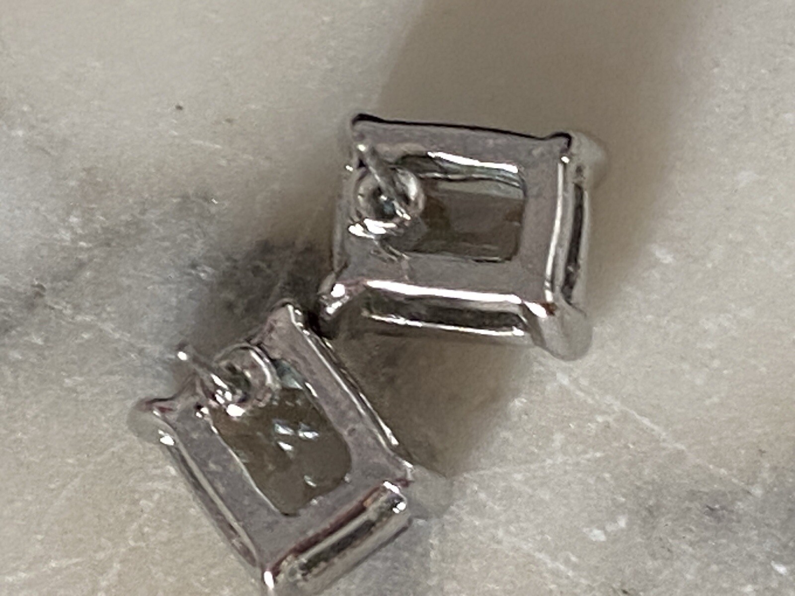 Silver Tone Rectangle Crystal Stud Grey Earrings - image 6