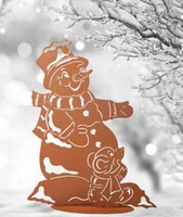 GlüCklicher Edelrost Schneemann Weihnachtsdeko Deko Rost Metall Dekofigur Winte