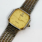Seiko Exceline 1221-5080 Quartz Men's Gold Dial Japan Vintage Dress Watch 392146