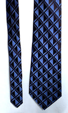 Joseph  Feiss International 100 Silk Men's Blue Black Diamond Geometric Tie.
