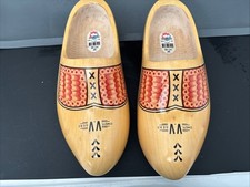 Yellow Dutch Clogs Traditional Wooden Shoes Holland Decor Size Large - 45/ 11.5