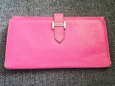  HERMES Wallet Bearn Epson Rose Pink Silver Hardware AUTHENTIC see photo
