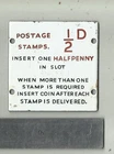 VINTAGE 1949 AUSTRALIAN  HALPENNY CHINA PORCELAIN SIGN FROM A VENDING MACHINE ..