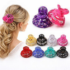 6pcs Round Roses Rhinestone Bling Crystal Hair Claw Jaw Clip Clamp Comb Lot 2.5"