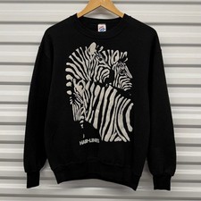VTG 90's Paul Mitchell Zebra Puff Print Art Pullover Crewneck Sweatshirt Size M