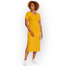 NWT Jessica Simpson Midi Dress – Size M – Goldenrod Yellow Scoop Neck 141M