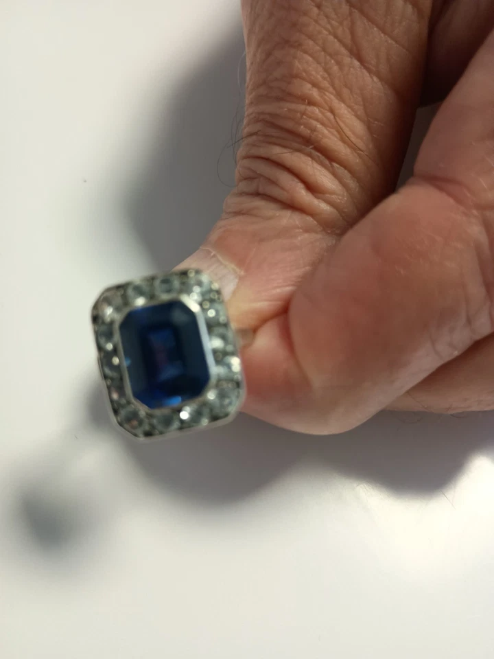 bague ancienne diamant et saphir. Parfait état. - Photo 2/4