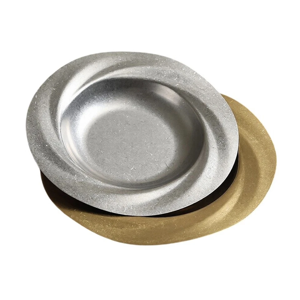 Stainless Steel 23CM Round Plate for Salads Dry Pot Serving Gold Silver - Image 3 of 4