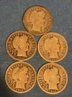 Lot Of Five Barber Head Dimes