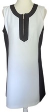 TOMMY HILFIGER WOMEN'S WHITE BLACK COLORBLOCK SHEATH LINED DRESS SZ 14 EUC