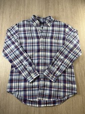 Polo Ralph Lauren Mens L Blue Red Plaid Check Flannel Button Down Shirt