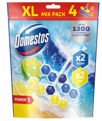 Domestos Power 5 XL WC-Steine 4×50 g | Ocean & Lime | Frisch & hygienisch
