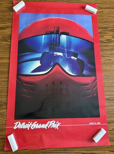 1982 Detroit Grand Prix Original Poster Indy Car Formula 1 One Racing 36”x22.5”
