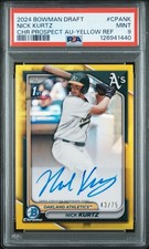 2024 Bowman Draft Nick Kurtz Chrome Prospect Auto True Yellow Ref 43/75