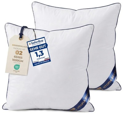 Utopia Bedding 2er Set Kissen 65x65 cm, Kissenfüllung für Bett Weiß 