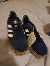Adidas Gazelle blue & pink gum sole suede trainers shoes size UK 3 Brand New✅