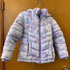 SO Puffer Jacket Girls 6/6x Hooded Purpl Faux Fur Lining Long Sleeves