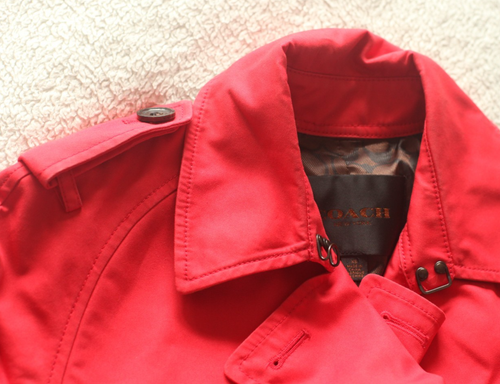 Coach roter kurzer Trenchcoat Größe XS mit Gürtel zweireihig Knöpfe - Bild 23 von 24
