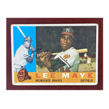 1960 Lee Maye Topps *SIGNED* #246 Milwaukee Braves Baseball Rookie Card . rookie card picture
