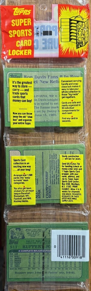 1982 Topps Baseball Rack Pack SEALED - Original Rack Pack price sticker on front - Image 2 of 2