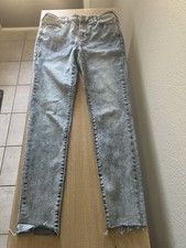 True Religion Jeans Women's 32 Jennie Curvy Mid Rise Super Skinny Acid Wash Blue