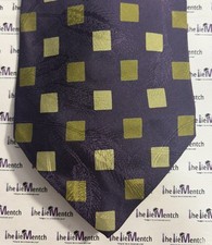 XMI Silk Purple With Green Squares Design Neck Tie 3.5   New Without Tags 